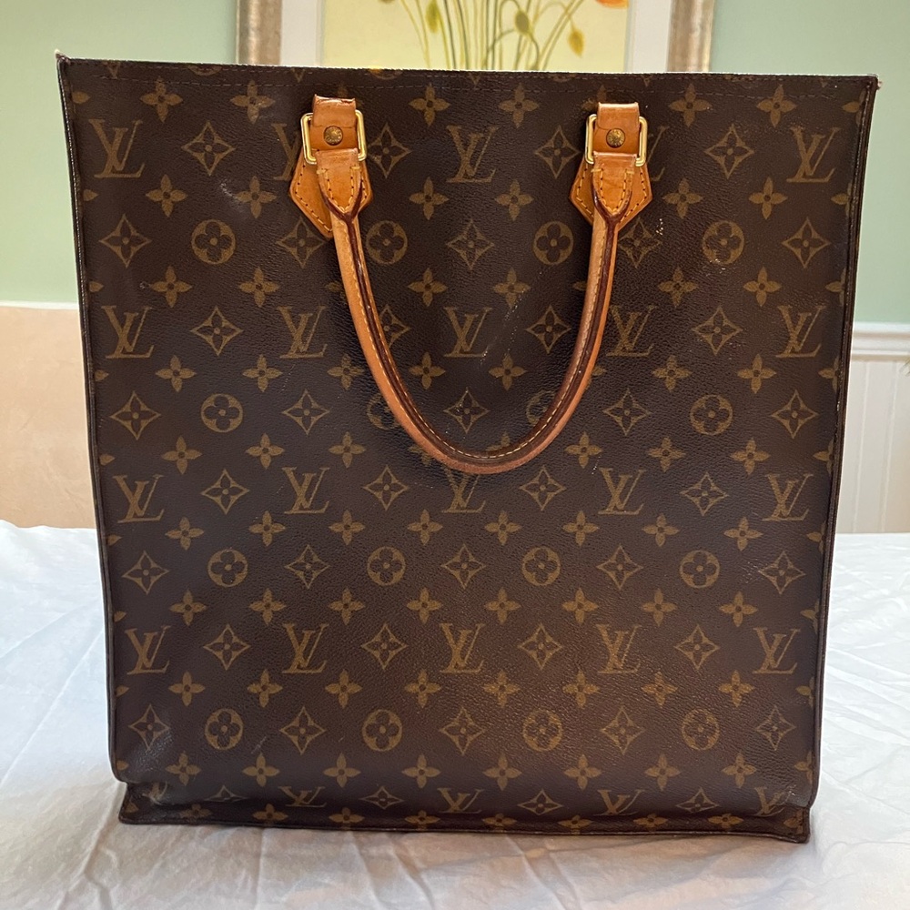 Louis Vuitton Monogram Canvas Tote with Tan Leather Handles